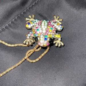 Rainbow frog necklace or broach